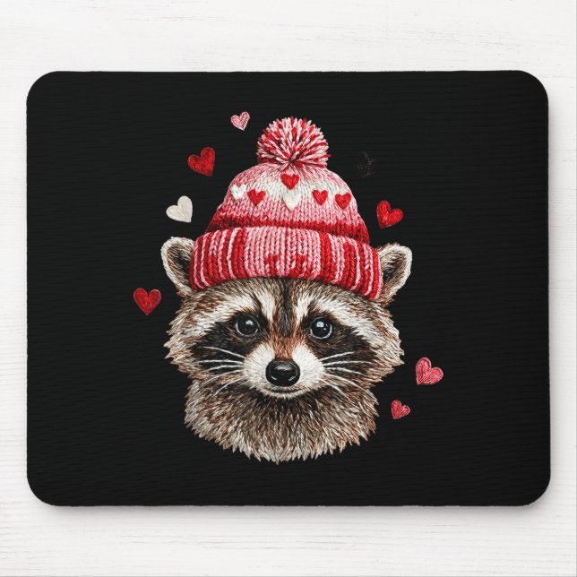 Raccoon Valentines Day Funny Feral Raccoon Love He Mouse Pad (Front)