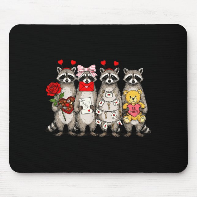 Raccoon Valentines Day Funny Feral Raccoon Love He Mouse Pad (Front)