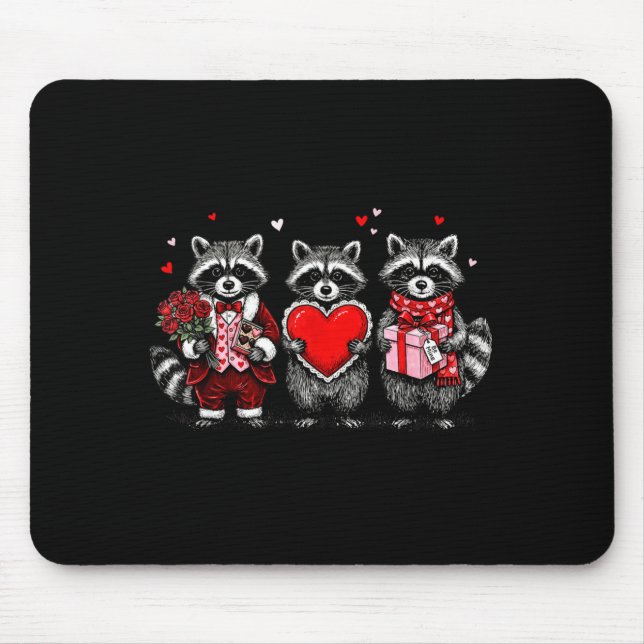 Raccoon Valentines Day Funny Feral Raccoon Love He Mouse Pad (Front)