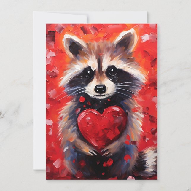 Raccoon Valentines day Holiday Card (Front)