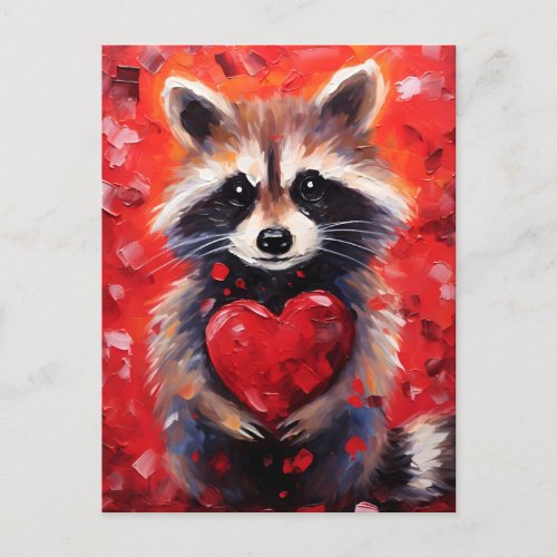 Raccoon Valentines day Postcard