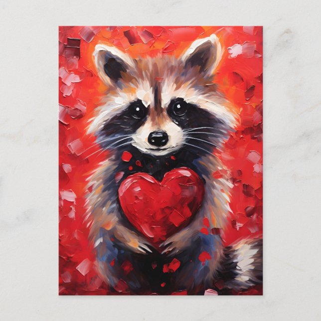 Raccoon Valentines day Postcard (Front)