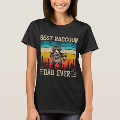 Raccoon Vintage Funny Best Raccoon Dad Ever Father T_Shirt