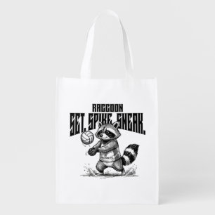 Raccoon Volleyball Star - Set Spike Sneak Graphic Grocery Bag