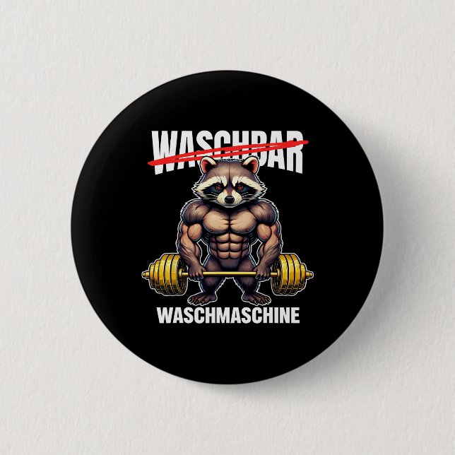 Raccoon Washing Machine Bodybuilding Fitness Gym  Button (Front)