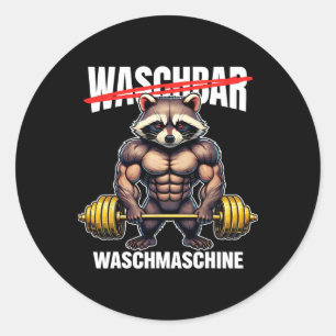 Raccoon Washing Machine Bodybuilding Fitness Gym Classic Round Sticker