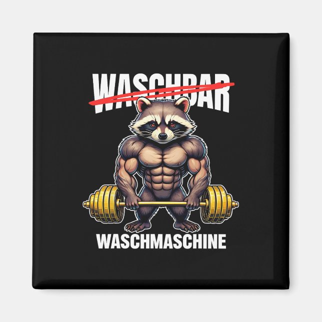 Raccoon Washing Machine Bodybuilding Fitness Gym  Magnet (Front)