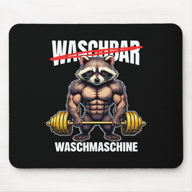 Raccoon Washing Machine Bodybuilding Fitness Gym  Mouse Pad (Front)