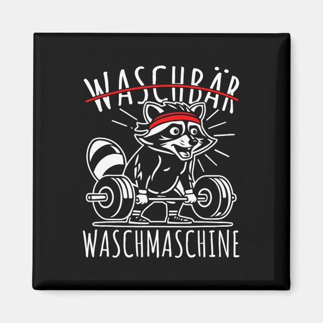 Raccoon Washing Machine Raccoon Fitness Bodybuildi Magnet (Front)