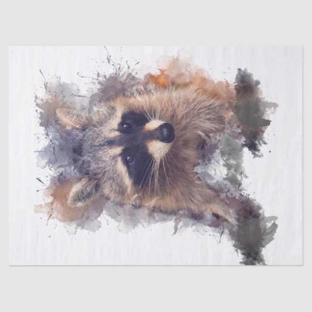 Raccoon Watercolor Tissue Paper (Front)
