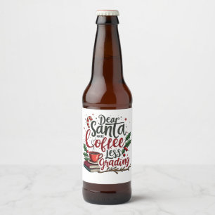 Raccoon Wearing Santa Hat and Christmas Beer Bottle Label