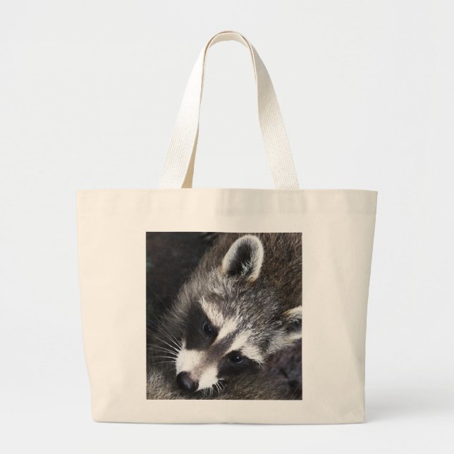 Raccoon  whimsy large tote bag (Front)