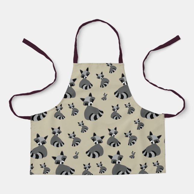 Raccoon Wildlife Graphic Pattern Apron (Front)