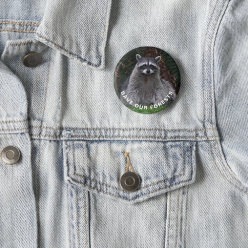 Raccoon Wildlife Photo Forest Conservation Button