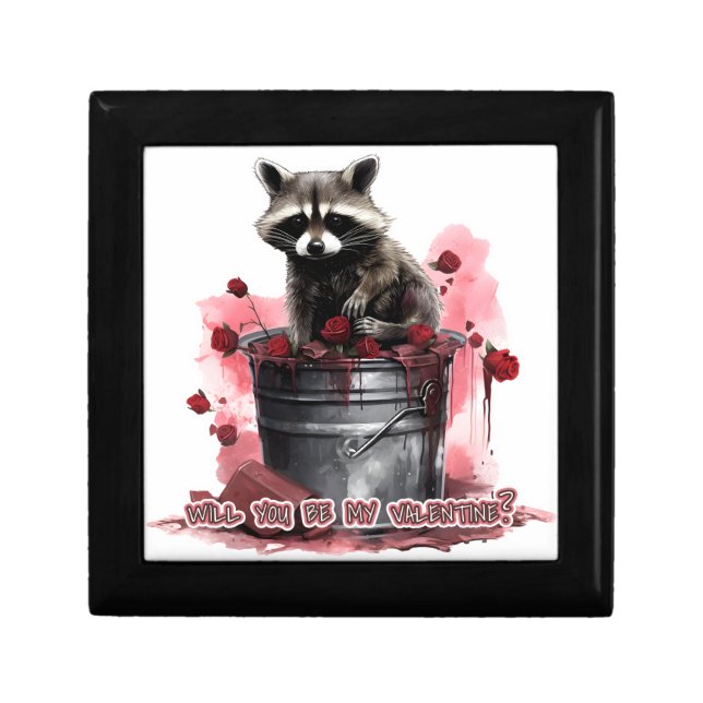 Raccoon Will you be my Valentine? Gift Box (Front)