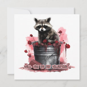 Raccoon Will you be my Valentine? Save The Date