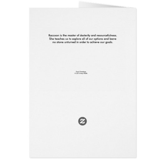 Raccoon With Blue Flowers And Feathers (Back)