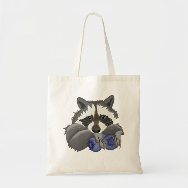Raccoon with blueberries tote bag (Front)