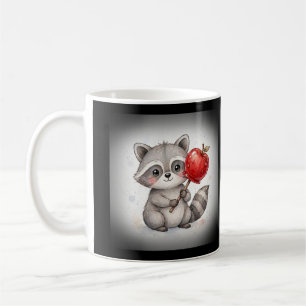 Raccoon with Candy Apple Halloween Coffee Mug