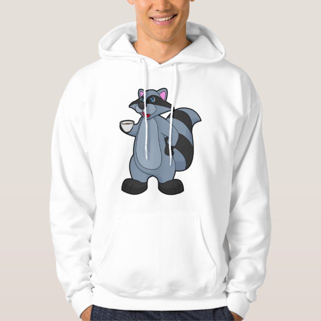 Raccoon with Cup of Coffee Hoodie (Front)