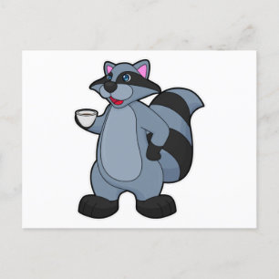 Raccoon with Cup of Coffee Postcard