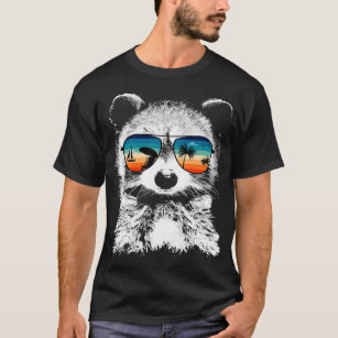 Raccoon With Glasses Sunglasses Vintage Retro Styl T-Shirt