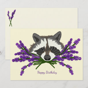 Raccoon with lavender invitation