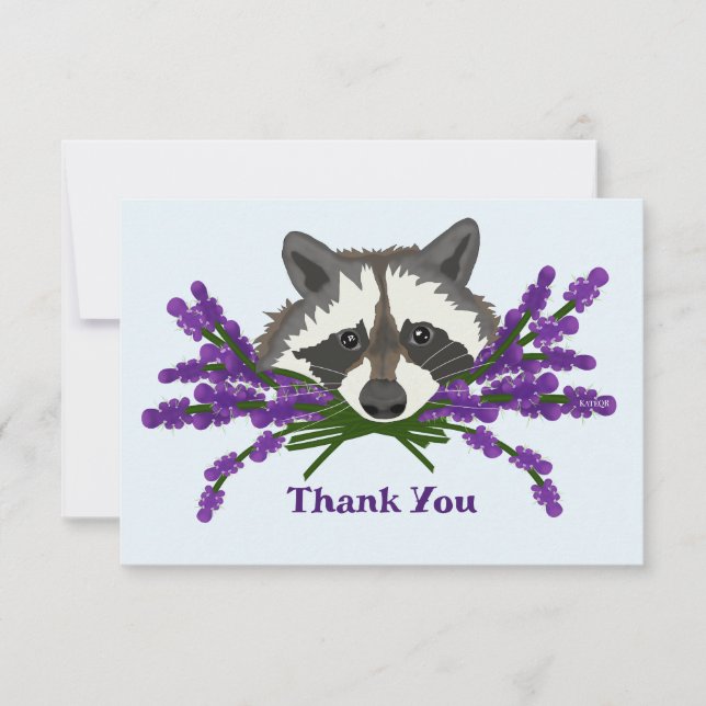 Raccoon with lavender thank you card (Front)