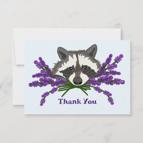 Raccoon with lavender thank you card