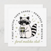 Raccoon with matcha club funny kawaii aesthetic (Front/Back)