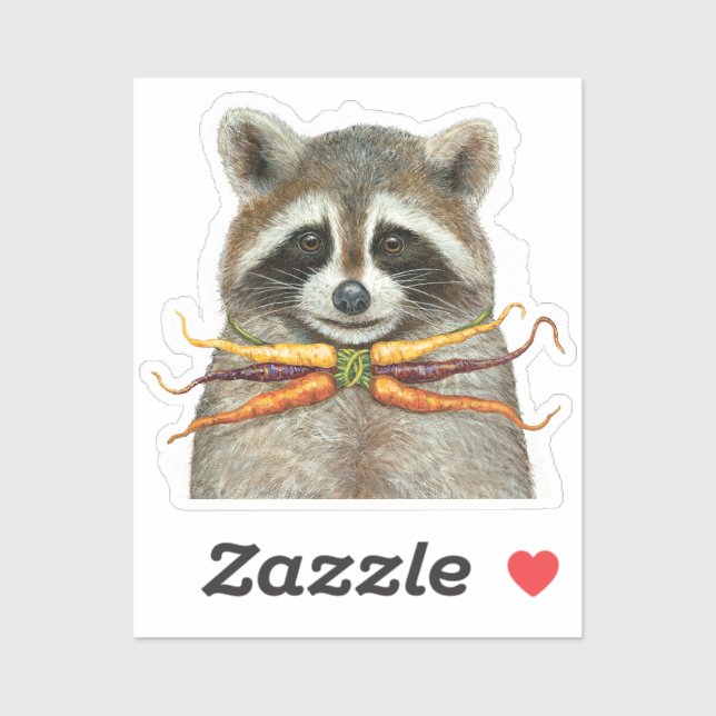 raccoon with rainbow carrot bow tie sticker (Sheet)