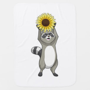 Raccoon with Sunflower Baby Blanket