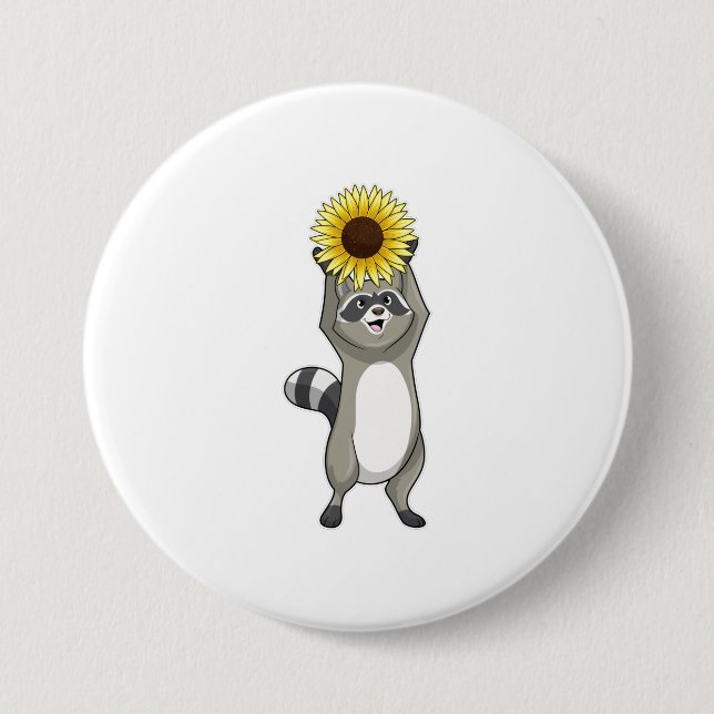 Raccoon with Sunflower Button (Front)