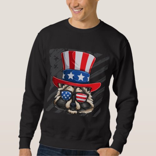 Raccoon With Sunglasses And Hat 4th of July Merica Sweatshirt