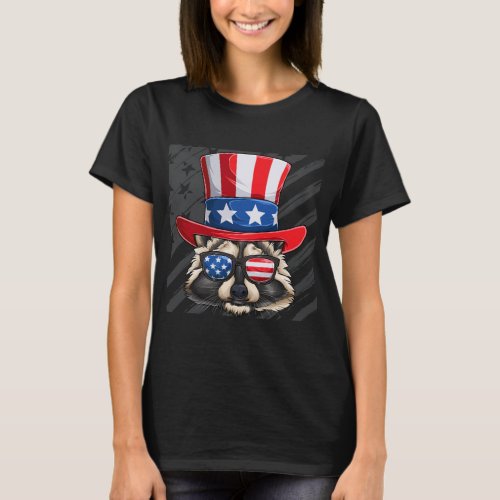 Raccoon With Sunglasses And Hat 4th of July Merica T_Shirt