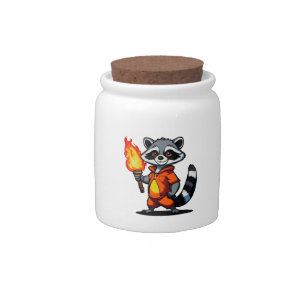 Raccoon with Torch Candy Jar