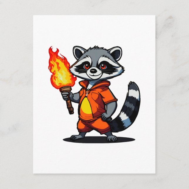 Raccoon with Torch Enclosure Card (Front)