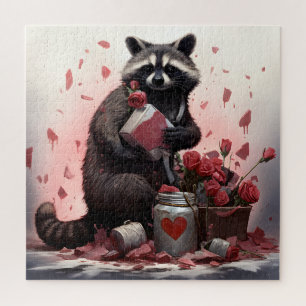 Raccoon with Valentines day trash Jigsaw Puzzle