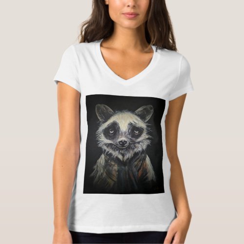 Raccoon Womens BellaCanvas Jersey V_Neck T_Shirt