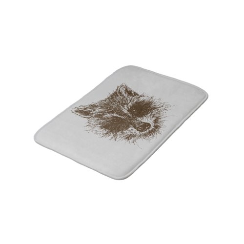 Raccoon Woodland Animal Drawing Bath Mat