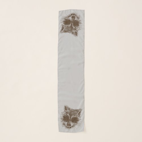 Raccoon Woodland Animal Drawing Scarf