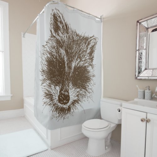 Raccoon Woodland Animal Drawing Shower Curtain