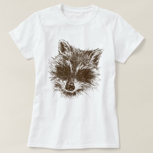 Raccoon Woodland Animal Drawing T_Shirt