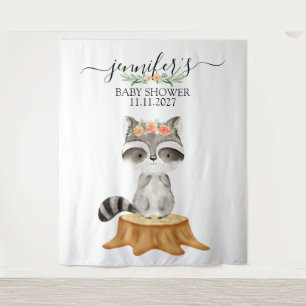 Raccoon Woodland Animals Baby Shower backdrop