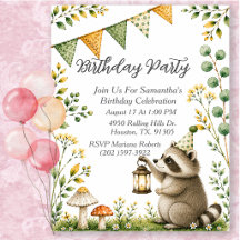 Raccoon Woodland Animals Birthday Party
