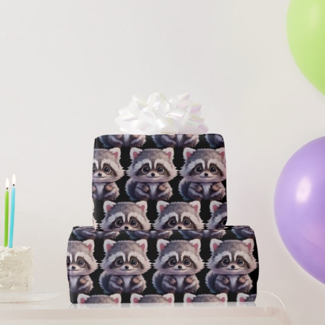 Raccoon woodland animals forest friends wrapping paper (Party Gifts)