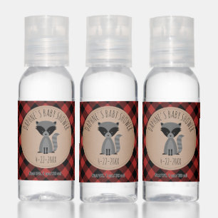 Raccoon Woodland Boy Lumberjack Baby Shower Hand Sanitizer