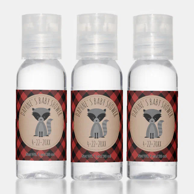 Raccoon Woodland Boy Lumberjack Baby Shower Hand Sanitizer Zazzle