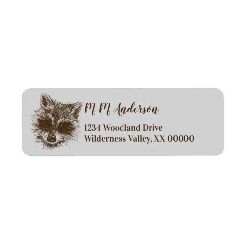 Raccoon Woodland Creature Drawing Personalized Label