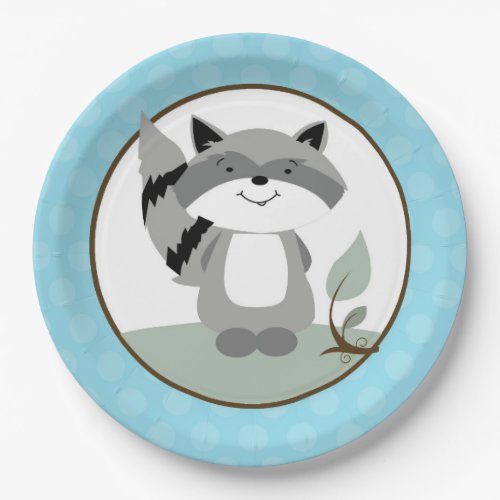 Raccoon Woodland Nature Paper Plate  Teal